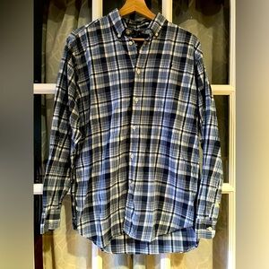 Ralph Lauren size XL 18-20 years blue plaid button up cotton shirt